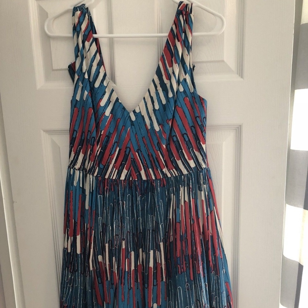 Anthropologie-Womens-Dress-Blue-and-Orange-S